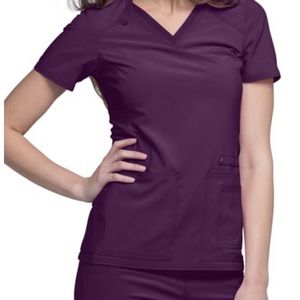 CHEROKEE Scrub Set Eggplant Top XL Bottom L-Petite